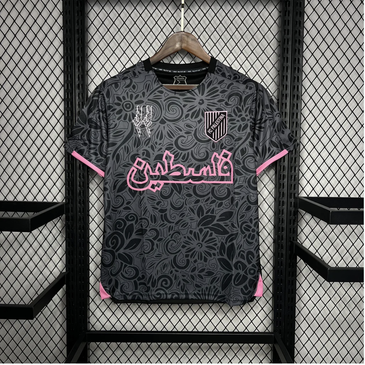 Fc Palestina voetbalshirt met aangepaste naam Zwart Roze