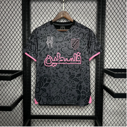 Fc Palestina voetbalshirt met aangepaste naam Zwart Roze