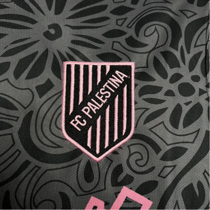Fc Palestina voetbalshirt met aangepaste naam Zwart Roze
